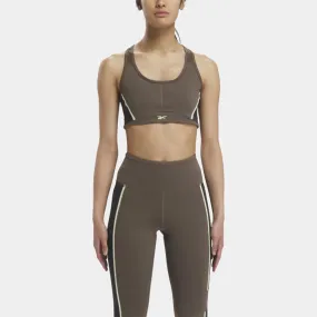 Reebok Apparel Women Lux Racer Padded Colorblock Bra GROUT