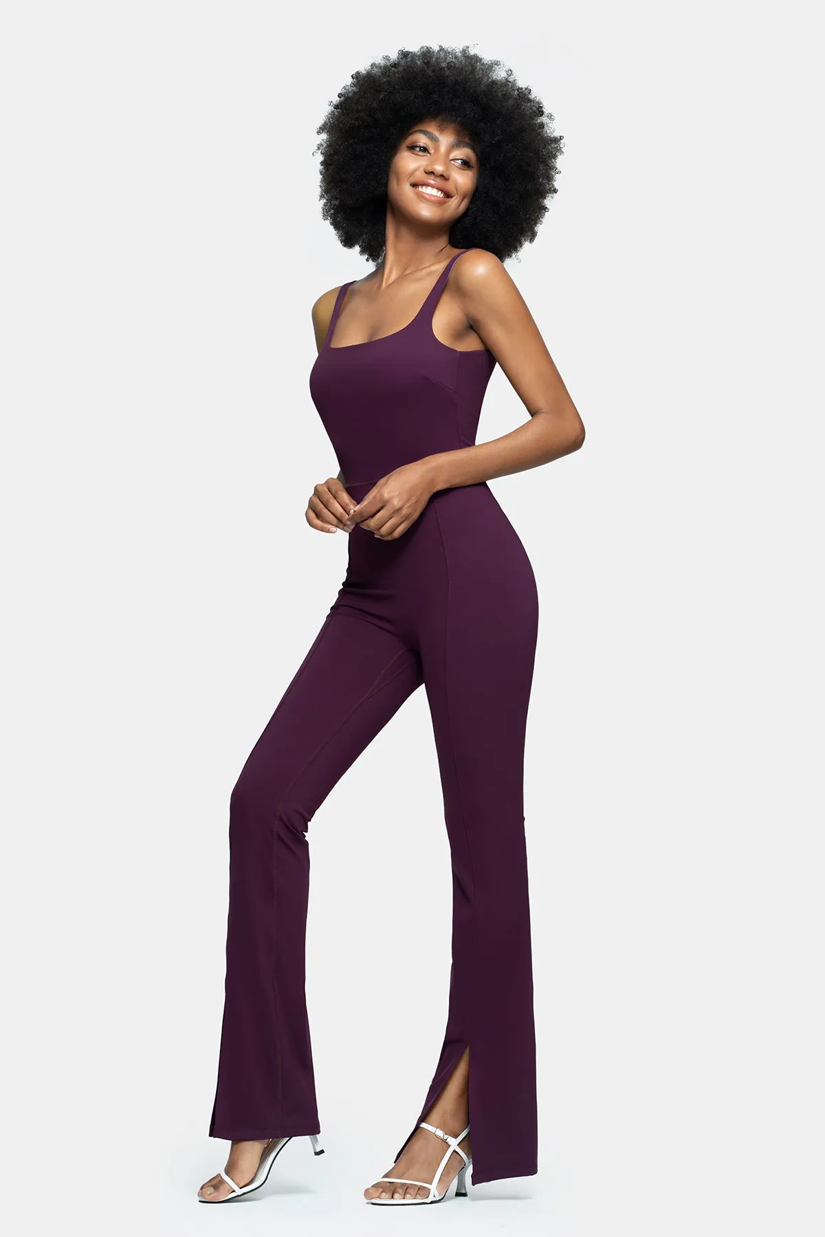 Square Neck Flared Leg Jumpsuit