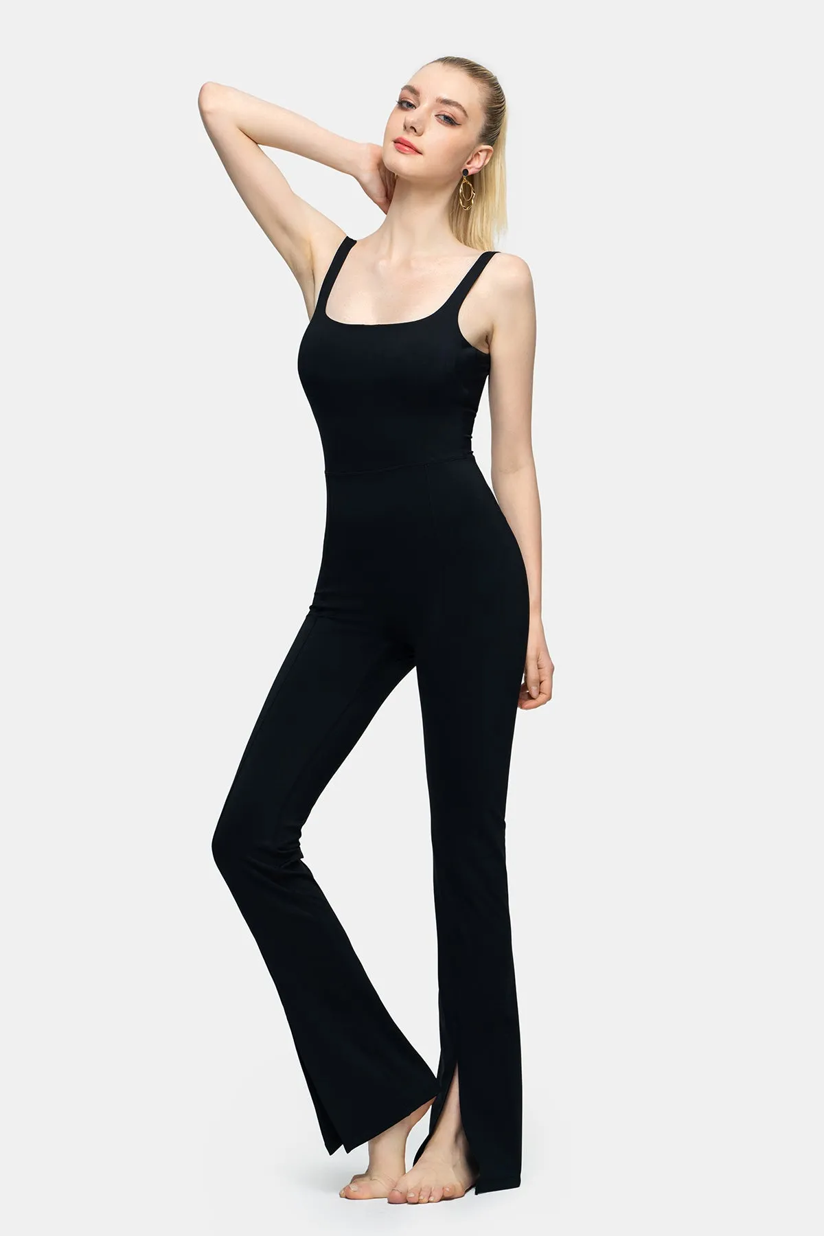 Square Neck Flared Leg Jumpsuit