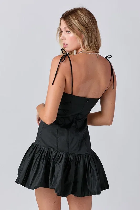 Sweetheart Neckline Pleated Mini Dress