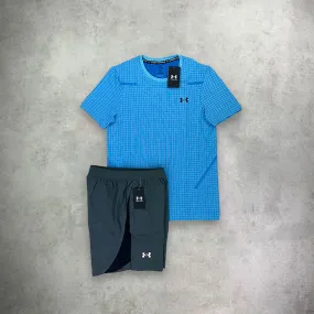 Under Armour Seamless T-Shirt/ Shorts Set Blue/ Grey