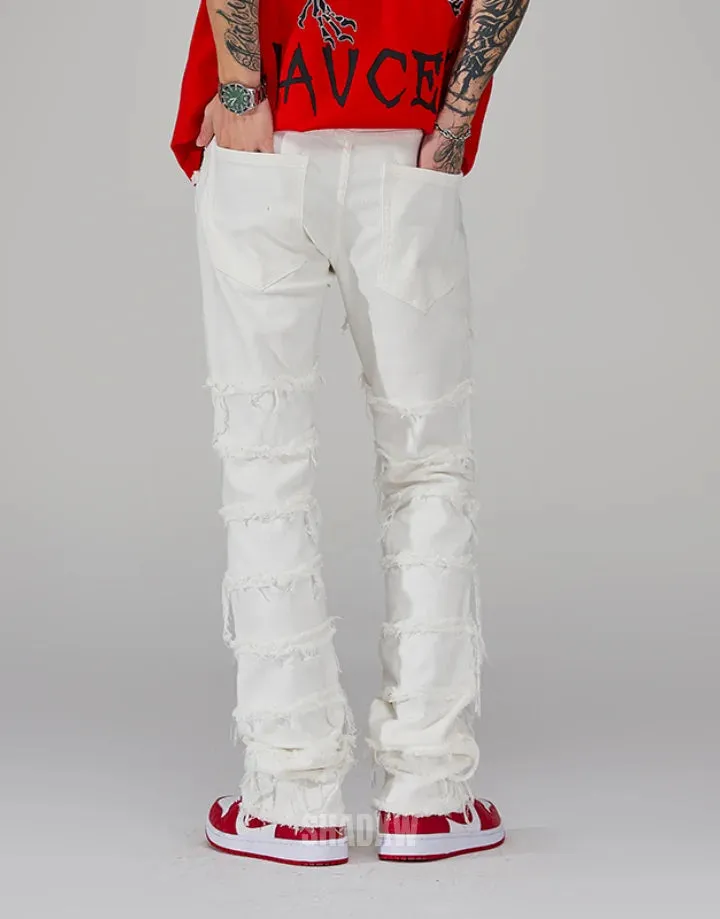 White Stacked Jeans Mens