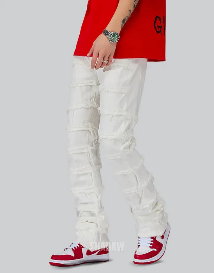 White Stacked Jeans Mens