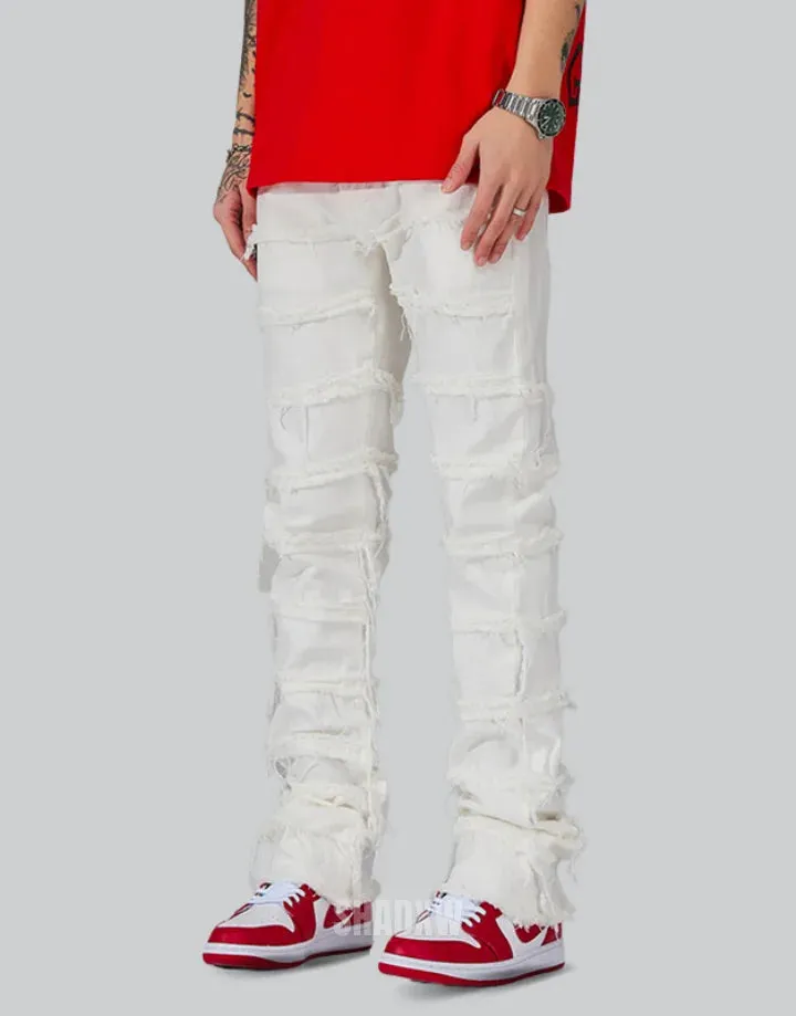 White Stacked Jeans Mens