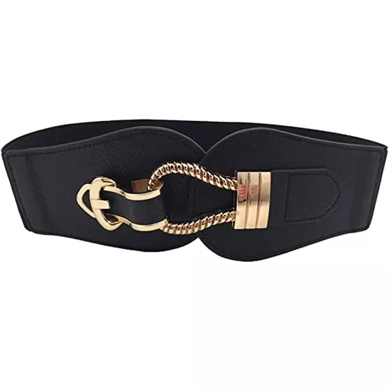 Wide Cinch Waistband - Fashionable and Flattering Belt for Women - Solid Pattern, 7.5cm Buckle Width - Adjustable for Regular and Plus Sizes