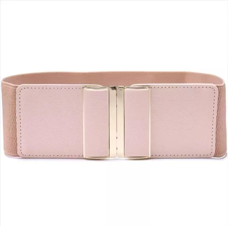 Wide Cinch Waistband - Fashionable and Flattering Belt for Women - Solid Pattern, 7.5cm Buckle Width - Adjustable for Regular and Plus Sizes