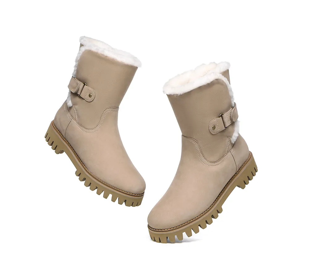 Women Sheepskin Wool Mid Calf Fashion Boots Tina