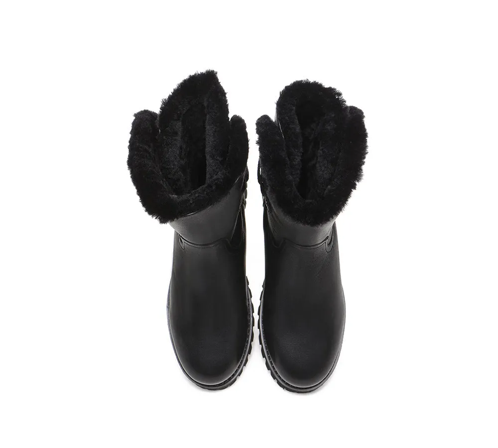 Women Sheepskin Wool Mid Calf Fashion Boots Tina