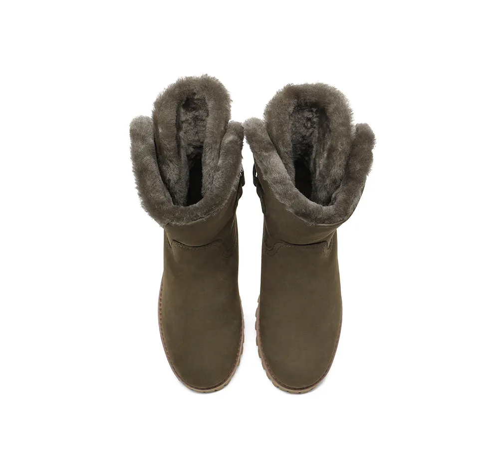 Women Sheepskin Wool Mid Calf Fashion Boots Tina