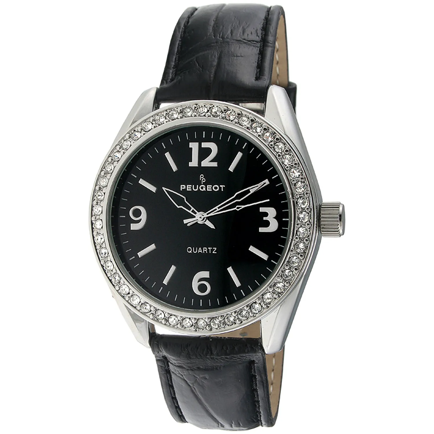 Women's Black Watch 40mm Bold Crystal Bezel Leather Strap