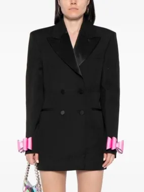 Women’s Bow-Cuff Double-Breasted Blazer Dress in Black