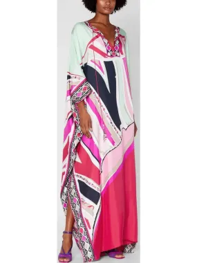 Women’s Ciwara Print Beaded Tassel Embellished Silk-Twill Kaftan