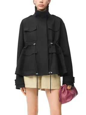 Women’s Cotton Twill Parka Jacket in Black